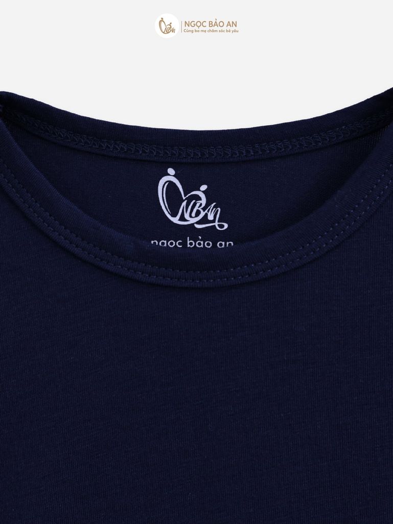 [M&B] Áo thun trơn cotton tay ngắn xanh navy co giãn 4c từ 6 tháng đến 6 tuổi
