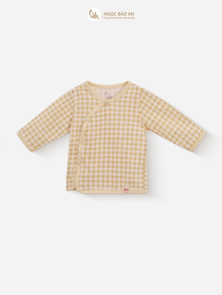 [M&B] Bộ tay dài cài bên tone Vàng cotton M&B cho bé (Combo Sơ Sinh Cotton 2025)