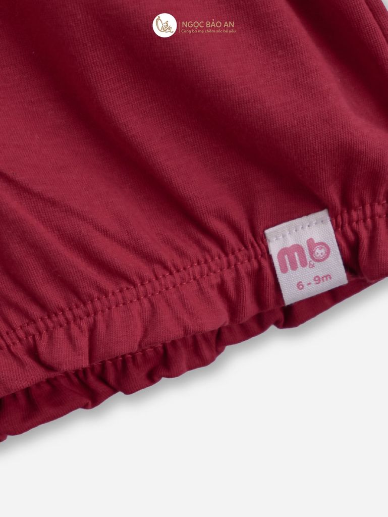 [M&B] BST THỎ MƠ: Set áo sát nách quần ngắn bí cotton M&b cho bé gái (Cherry)