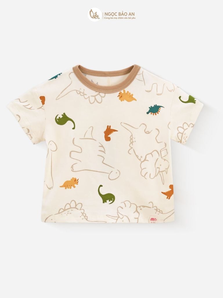 [M&B] BST DINO: Set áo họa tiết+yếm bé trai M&B cotton (Lil Dino)