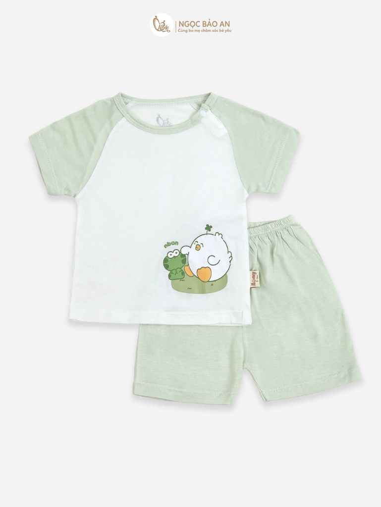 [HONEY] Bộ tay ngắn rayon 2c họa tiết dễ thương cho bé