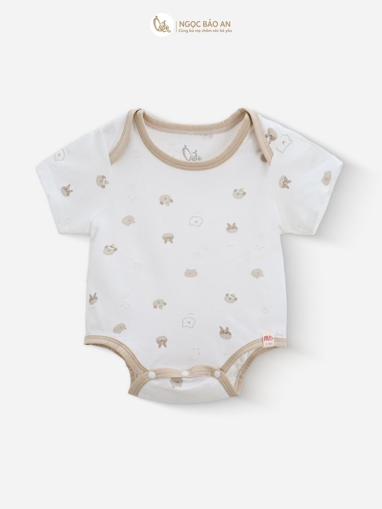 [M&B] Bodychip tay ngắn tone Nâu cotton M&B cho bé (Combo Sơ Sinh Cotton 2025)