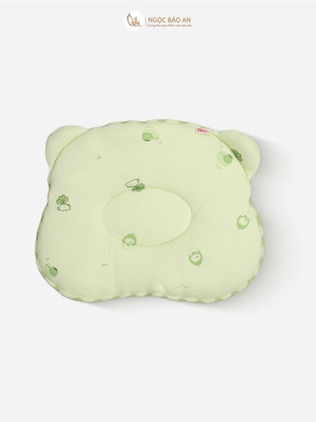 [M&B] Gối nằm cotton M&B hình mặt gấu in hình họa tiết cho bé sơ sinh 24x27cm (Combo Sơ Sinh Cotton 2025)