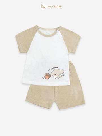[HONEY] Bộ tay ngắn rayon 2 chiều cún hungry