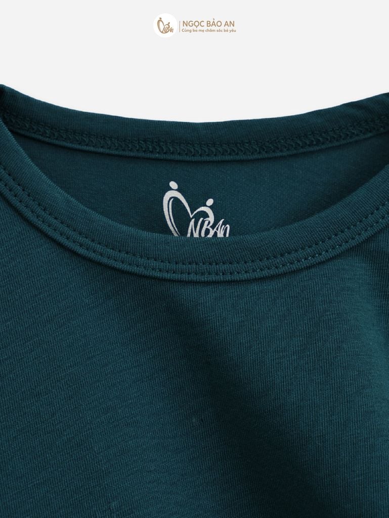 [M&B] Áo thun trơn cotton tay ngắn xanh rêu co giãn 4c từ 6 tháng đến 6 tuổi