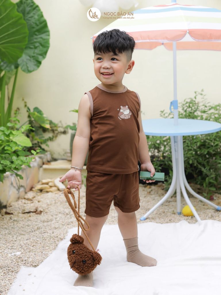 [NGỌC BẢO AN KIDS] Bộ sát nách thể thao cotton co giãn 4 chiều NBAn Kids cho bé (1-3 tuổi)