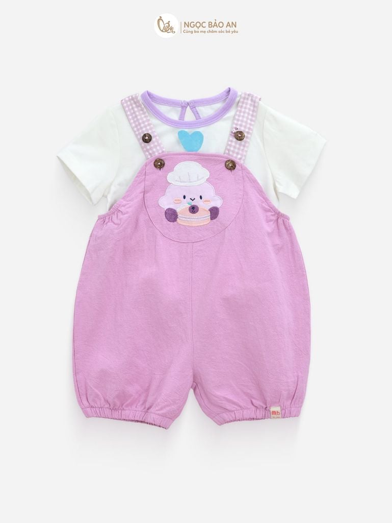 [M&B] BST CANDY: Set Áo + Yếm cotton M&b cho bé (Đầu Bếp Kem)