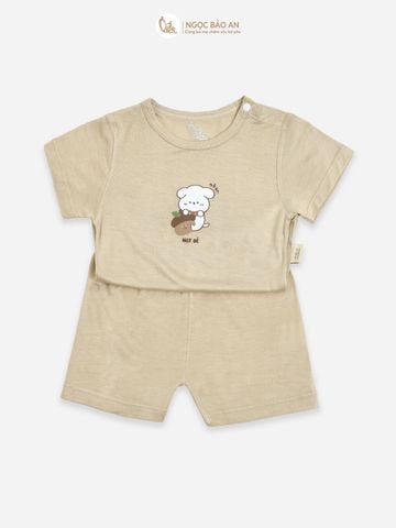 [HONEY] Bộ tay ngắn rayon 2 chiều cún và hạt dẻ