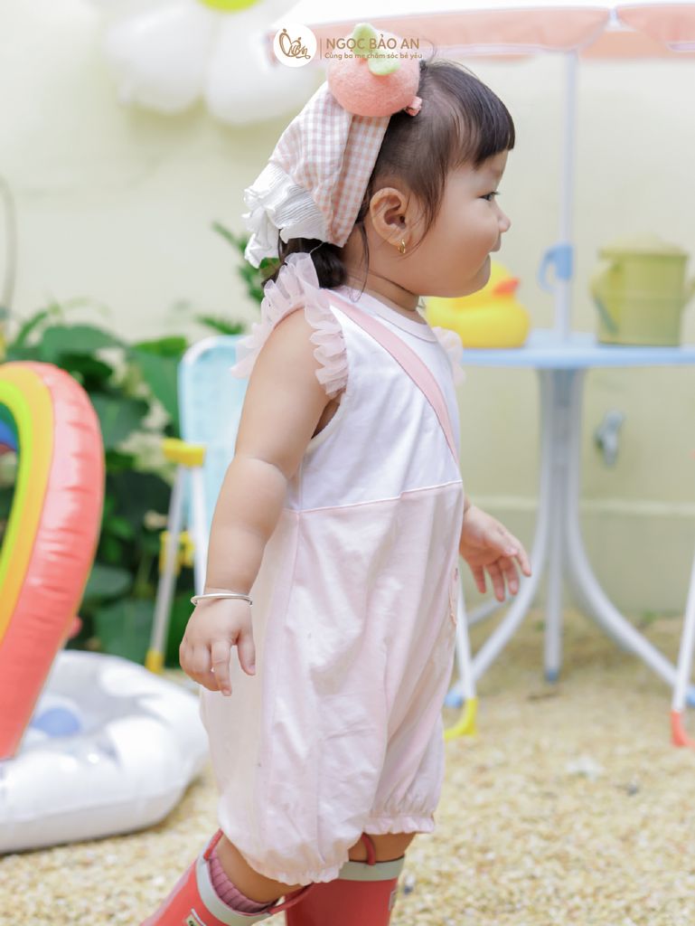 [M&B] Body đùi cotton bé gái tay cánh tiên bạch tuộc hồng