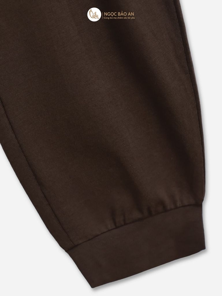 [HONEY] Bộ tay dài cotton nâu nhạt co giãn 4c (1-3 tuổi)