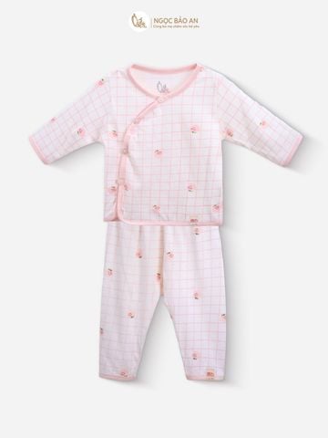 [M&B] Bộ tay dài cài bên tone Hồng cotton M&B cho bé (Combo Sơ Sinh Cotton 2025)