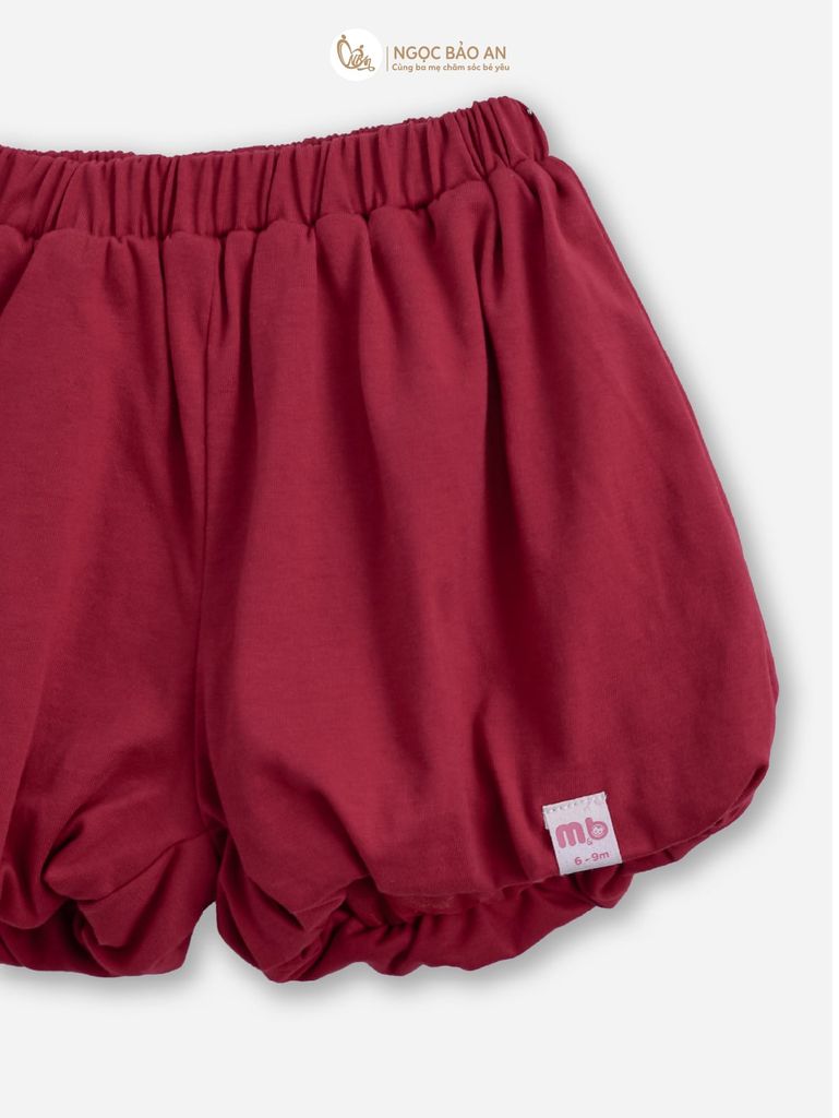 [M&B] BST THỎ MƠ: Set áo sát nách quần ngắn bí cotton M&b cho bé gái (Cherry)