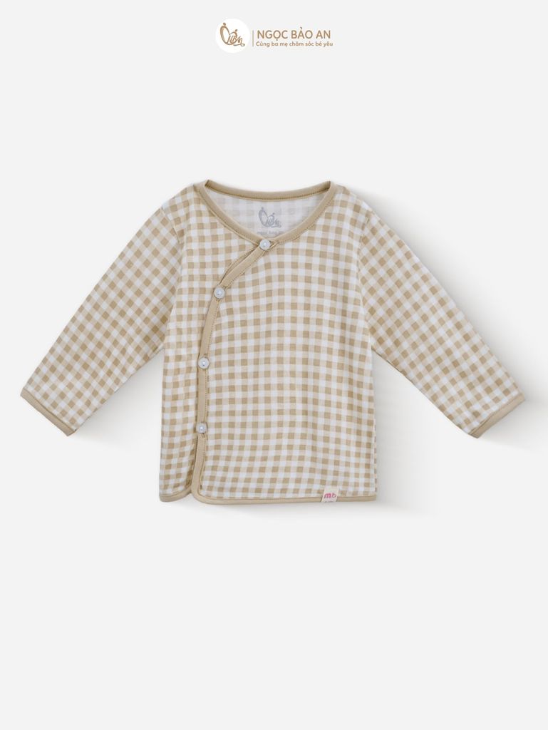 [M&B] Bộ tay dài cài bên tone Nâu cotton M&B cho bé (Combo Sơ Sinh Cotton 2025)