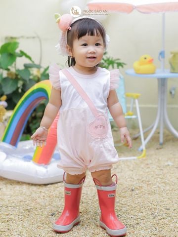 [M&B] Body đùi cotton bé gái tay cánh tiên bạch tuộc hồng