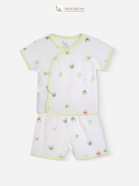 [M&B] Bộ ngắn cài bên tone Xanh Bơ cotton M&B cho bé (Combo Sơ Sinh Cotton 2025)