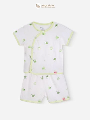 [M&B] Bộ ngắn cài bên tone Xanh Bơ cotton M&B cho bé (Combo Sơ Sinh Cotton 2025)