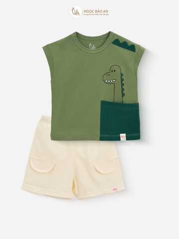 [M&B] BST DINO: Bộ ngắn bé trai M&B cotton (Peekosaur)