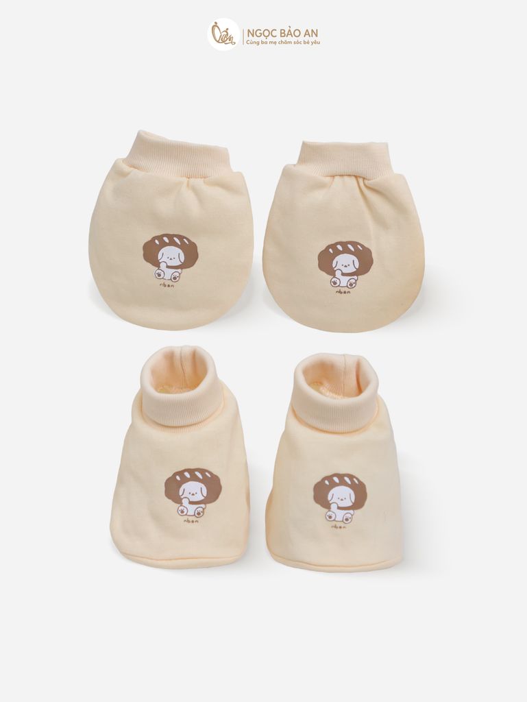 [M&B] Bộ bao tay chân cotton M&B sơ sinh họa tiết Gấu Bread cho bé (Combo sơ sinh cotton 2025)