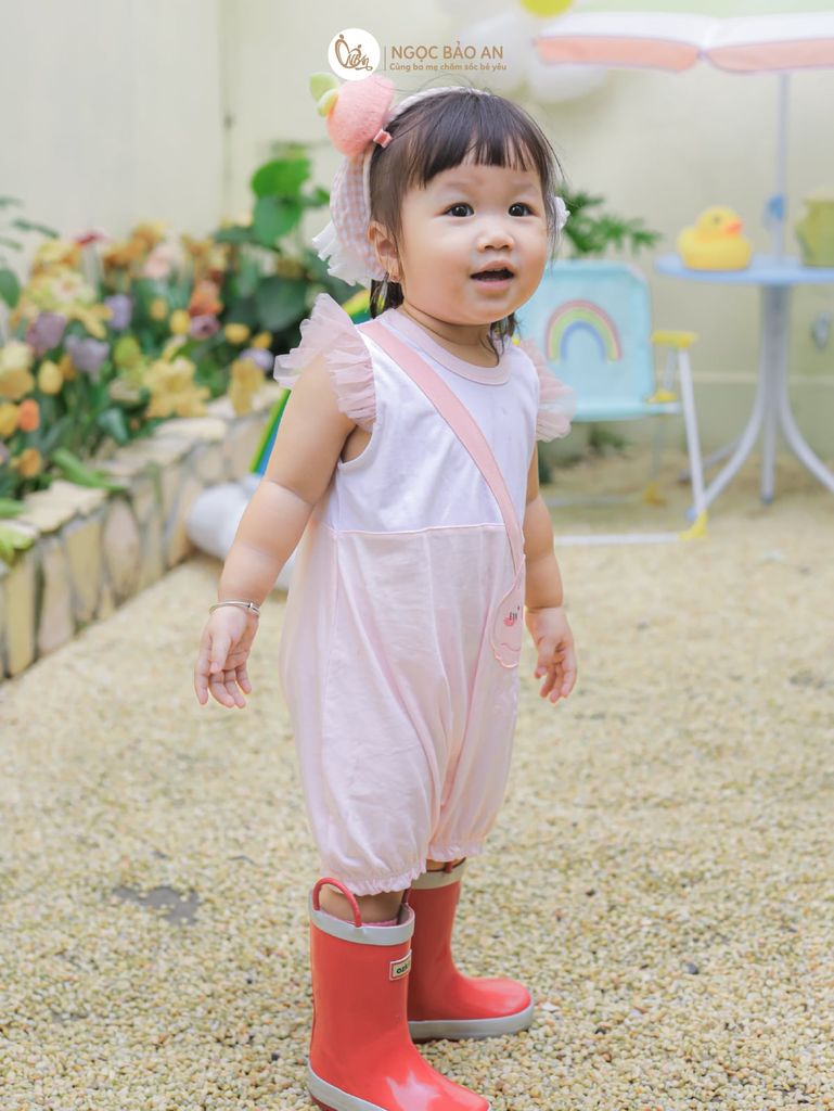 [M&B] Body đùi cotton bé gái tay cánh tiên bạch tuộc hồng