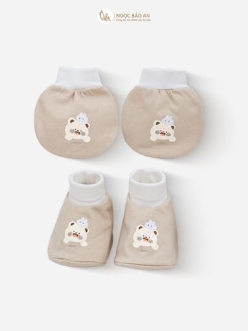 [M&B] Bộ bao tay chân cotton M&B sơ sinh họa tiết Gấu Nâu cho bé (Combo sơ sinh cotton 2025)