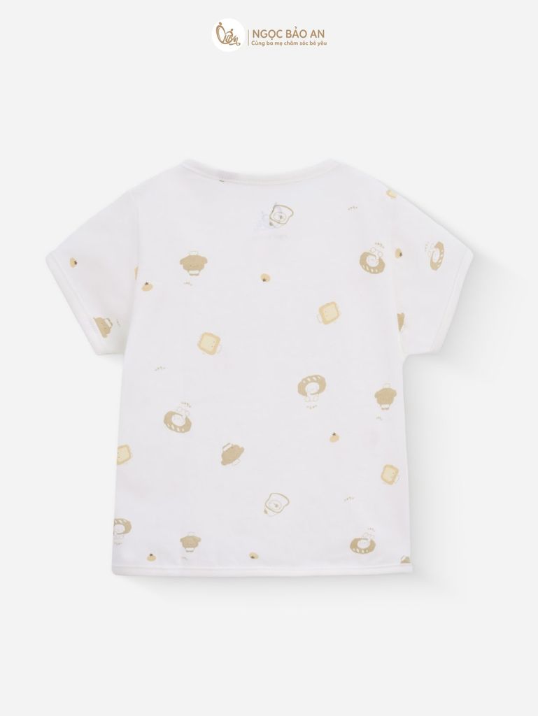 [M&B] Bộ ngắn cài bên tone Vàng cotton M&B cho bé (Combo Sơ Sinh Cotton 2025)