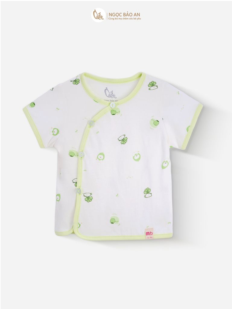 [M&B] Bộ ngắn cài bên tone Xanh Bơ cotton M&B cho bé (Combo Sơ Sinh Cotton 2025)