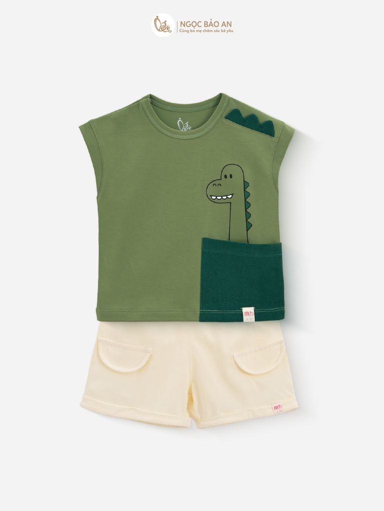 [M&B] BST DINO: Bộ ngắn bé trai M&B cotton (Peekosaur)