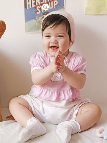 [M&B] Body đùi tay ngắn phồng phối bèo ong tím NB-12m)