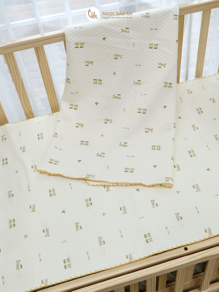 [M&B]Ga trải nệm sợi tre chần bông chống thấm M&B mềm mại in hình cho bé ( 60x120cm)