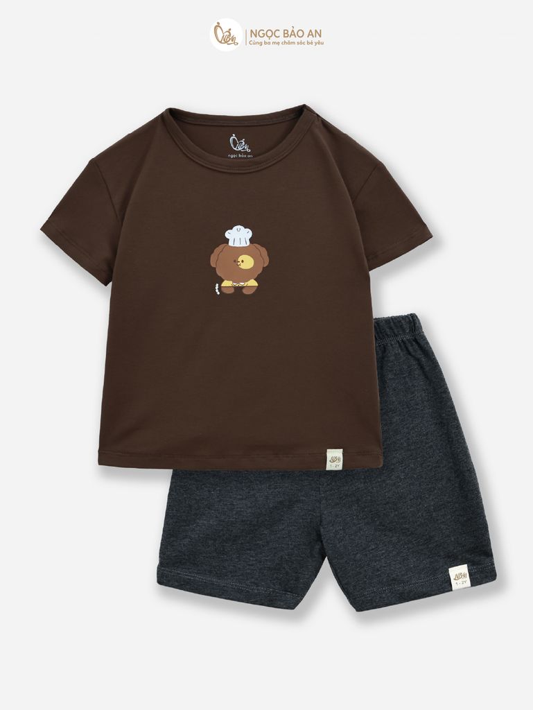 [NGỌC BẢO AN KIDS] Bộ lửng tay ngắn cotton co giãn 4 chiều NBAn Kids cho bé (1-3 tuổi)