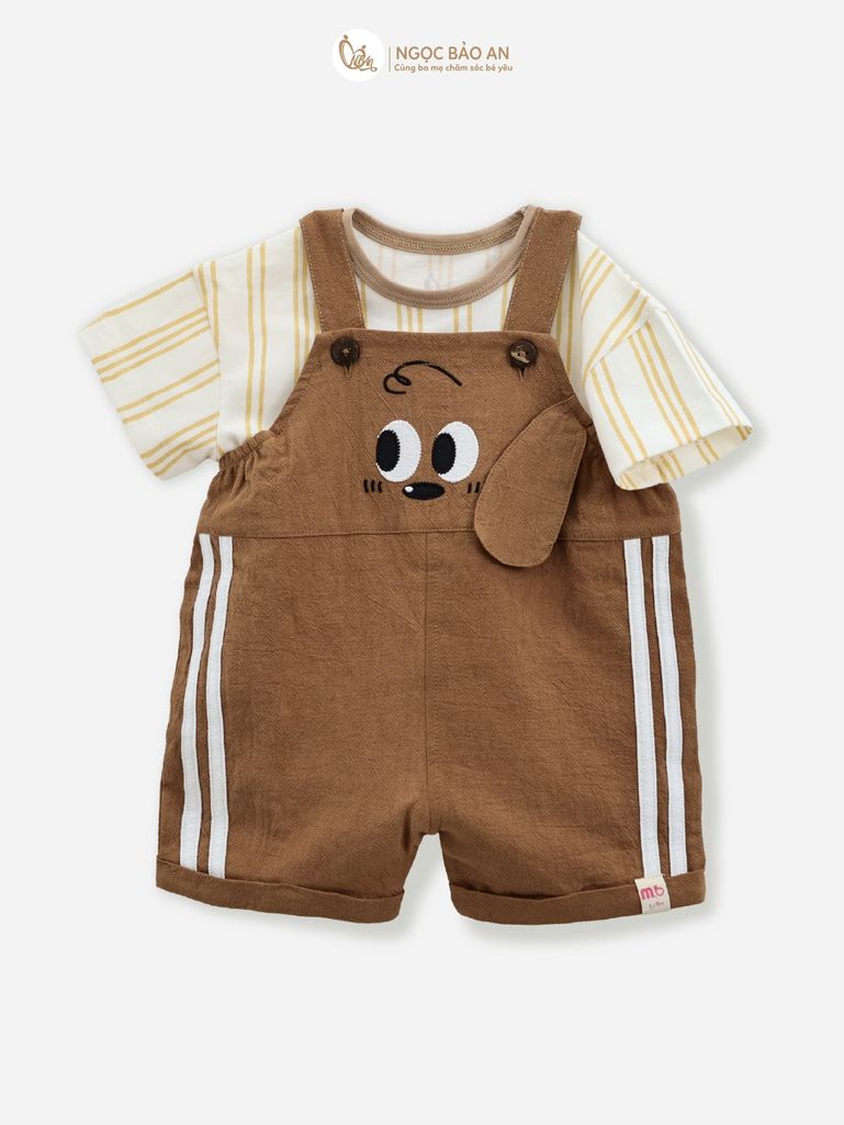 [M&B] BST CÚN: Set áo+yếm cotton M&B (Cún Nâu)
