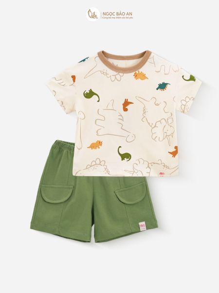 [M&B] BST DINO: Bộ ngắn bé trai M&B cotton (Dino Pack)