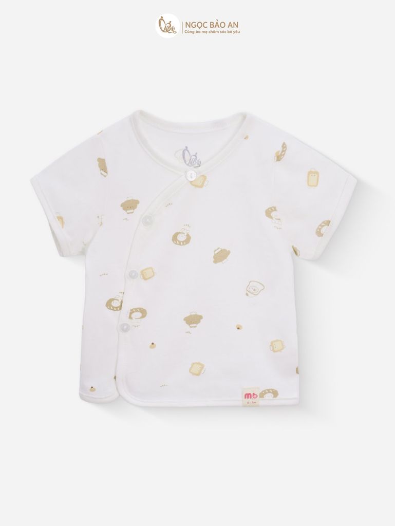 [M&B] Bộ ngắn cài bên tone Vàng cotton M&B cho bé (Combo Sơ Sinh Cotton 2025)