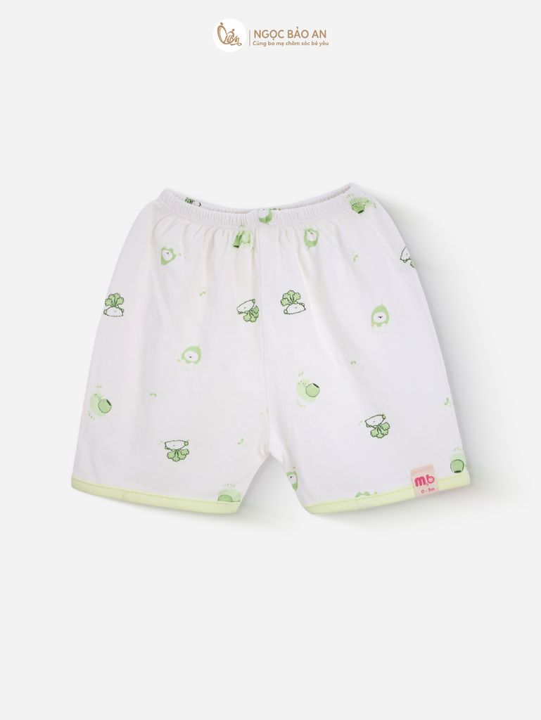 [M&B] Bộ ngắn cài bên tone Xanh Bơ cotton M&B cho bé (Combo Sơ Sinh Cotton 2025)