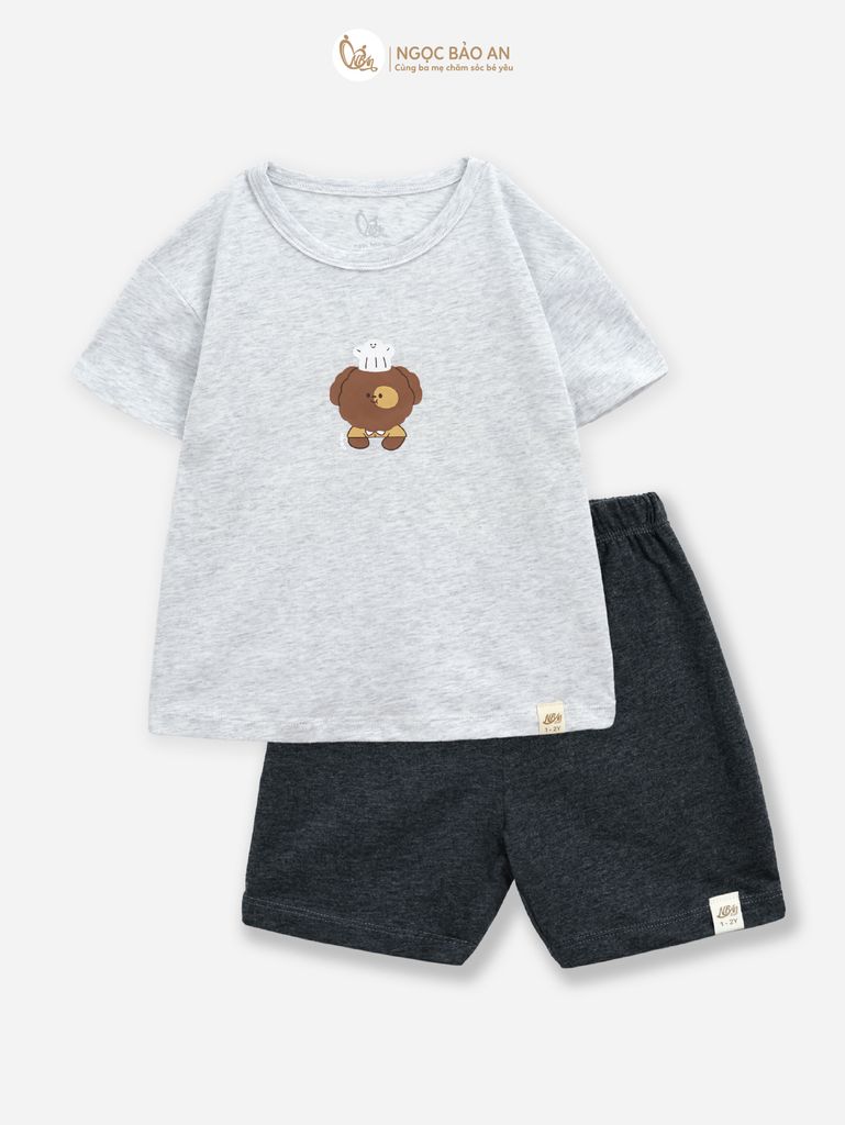 [NGỌC BẢO AN KIDS] Bộ lửng tay ngắn cotton co giãn 4 chiều NBAn Kids cho bé (1-3 tuổi)