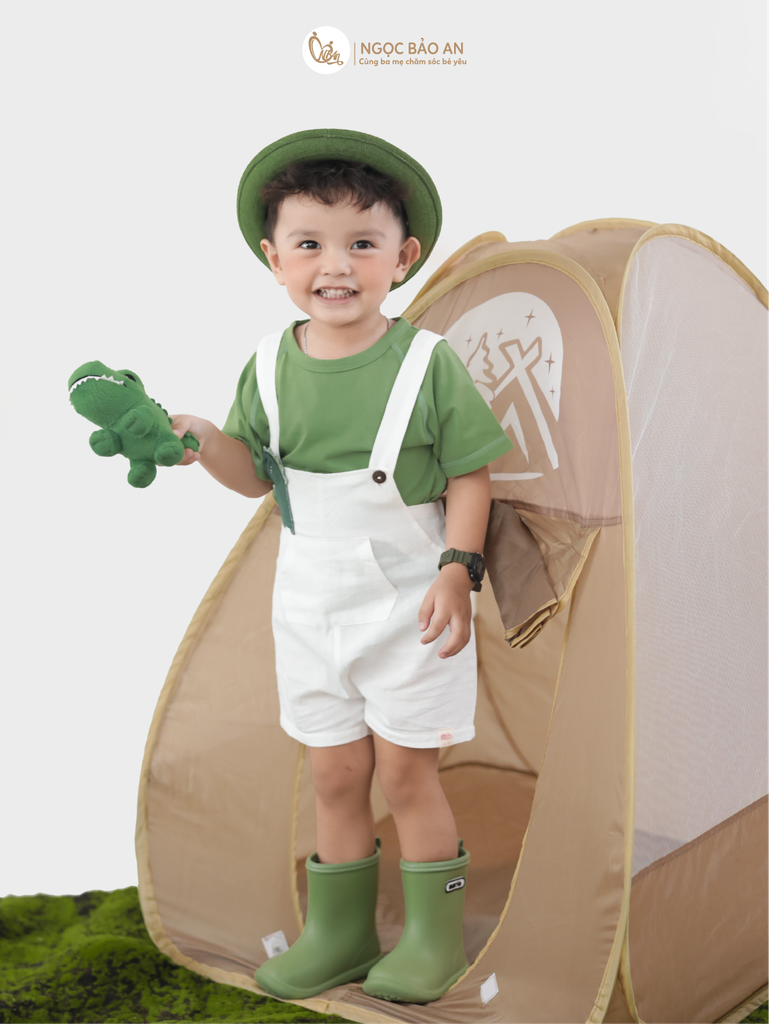 [M&B] BST DINO: Set áo+yếm bé trai M&B cotton (Dino Tag)