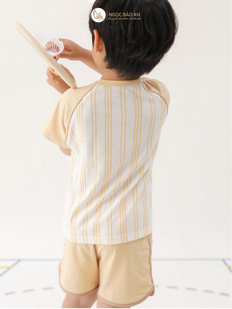 [M&B} BST CÚN: Bộ tay ngắn thể thao cotton M&B (Cún Sọc 91)