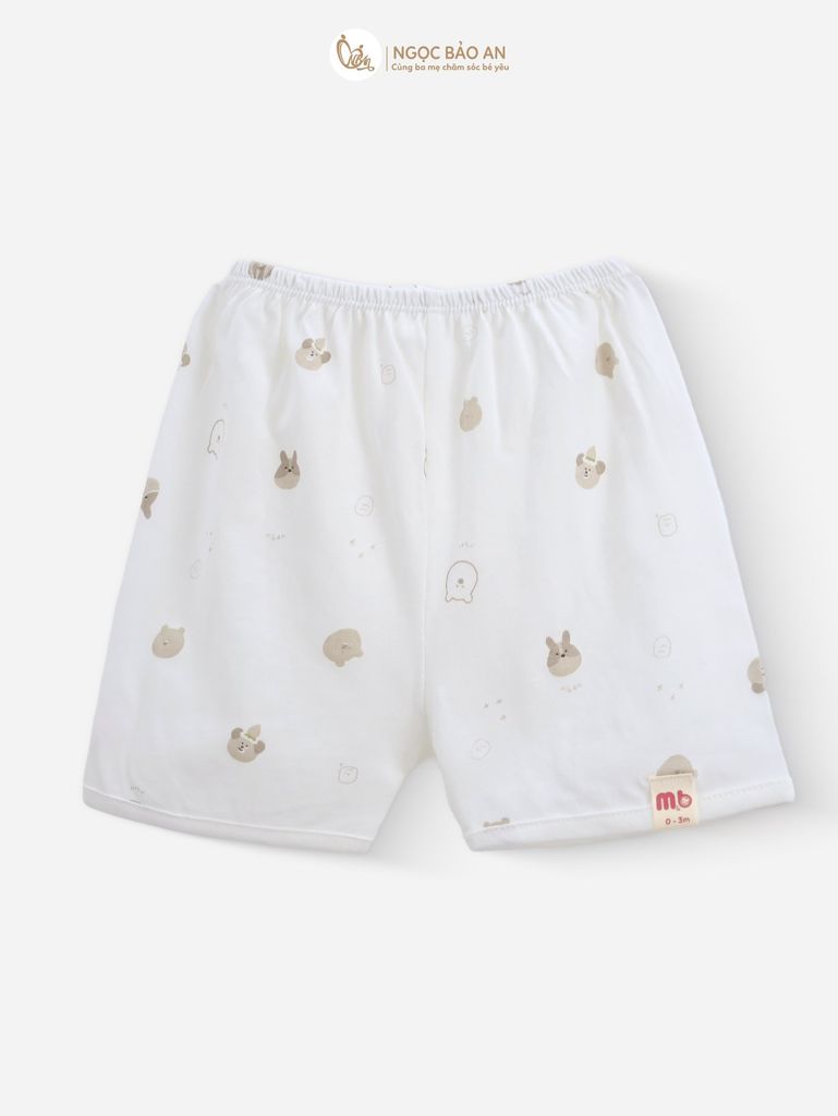 [M&B] Bộ ngắn cài bên tone Nâu cotton M&B cho bé (Combo Sơ Sinh Cotton 2025)
