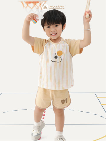 [M&B} BST CÚN: Bộ tay ngắn thể thao cotton M&B (Cún Sọc 91)