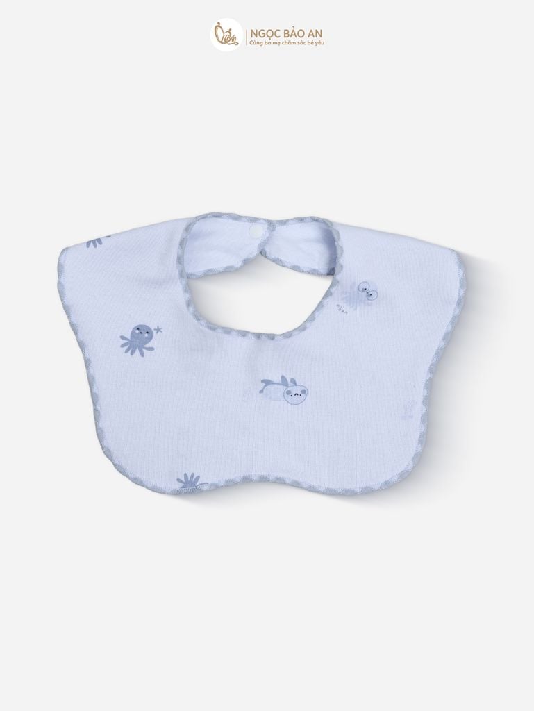 [M&B] Set 2 yếm nút cotton rùa và bạch tuộc xanh