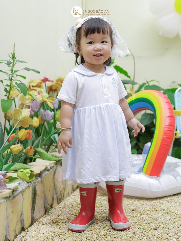 [M&B] Body đùi giả đầm xòe cotton bé gái cá xanh