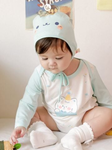 [M&B] Bodychip tay dài viscose Cat Mint PM (NB-12m)