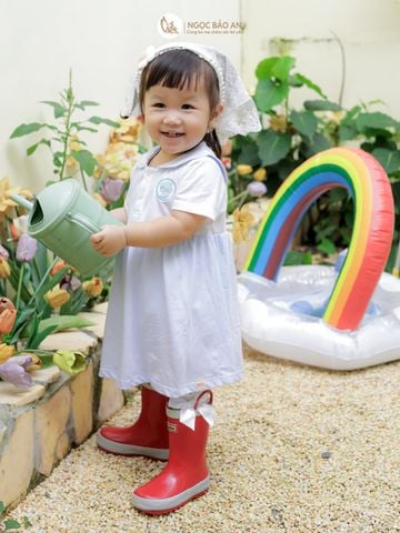 [M&B] Body đùi giả đầm xòe cotton bé gái cá xanh