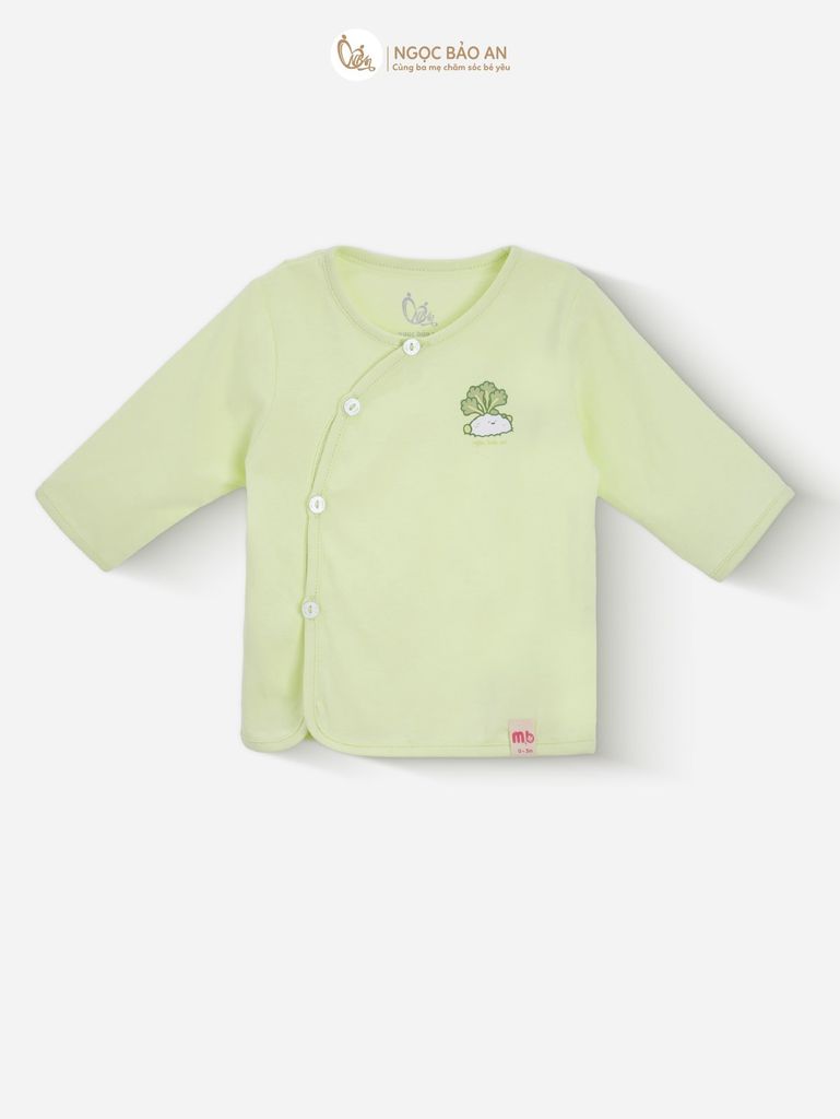 [M&B] Bộ tay dài cài bên tone Xanh Bơ cotton M&B cho bé (Combo Sơ Sinh Cotton 2025)