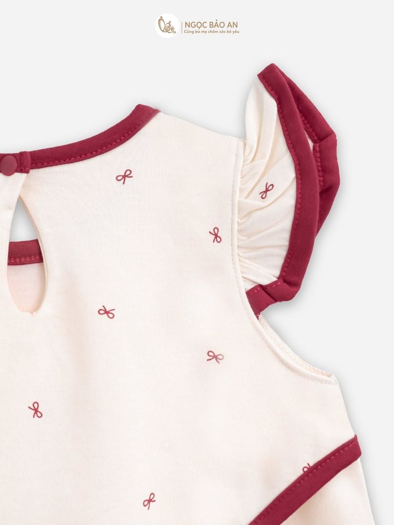 [M&B] BST THỎ MƠ: Set áo cánh tiên + chân váy đỏ xòe cotton M&b cho bé gái (Thỏ Mơ)