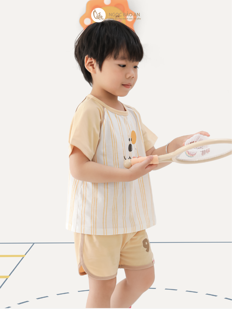 [M&B} BST CÚN: Bộ tay ngắn thể thao cotton M&B (Cún Sọc 91)