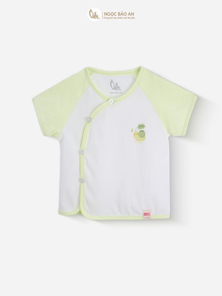 [M&B] Bộ ngắn cài bên tone Xanh Bơ cotton M&B cho bé (Combo Sơ Sinh Cotton 2025)