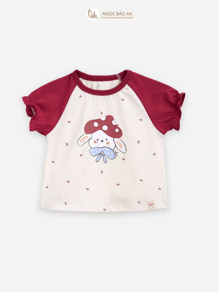 [M&B] BST THỎ MƠ: Bộ áo tay ngắn quần lửng cotton M&b cho bé gái (Thỏ Nấm)