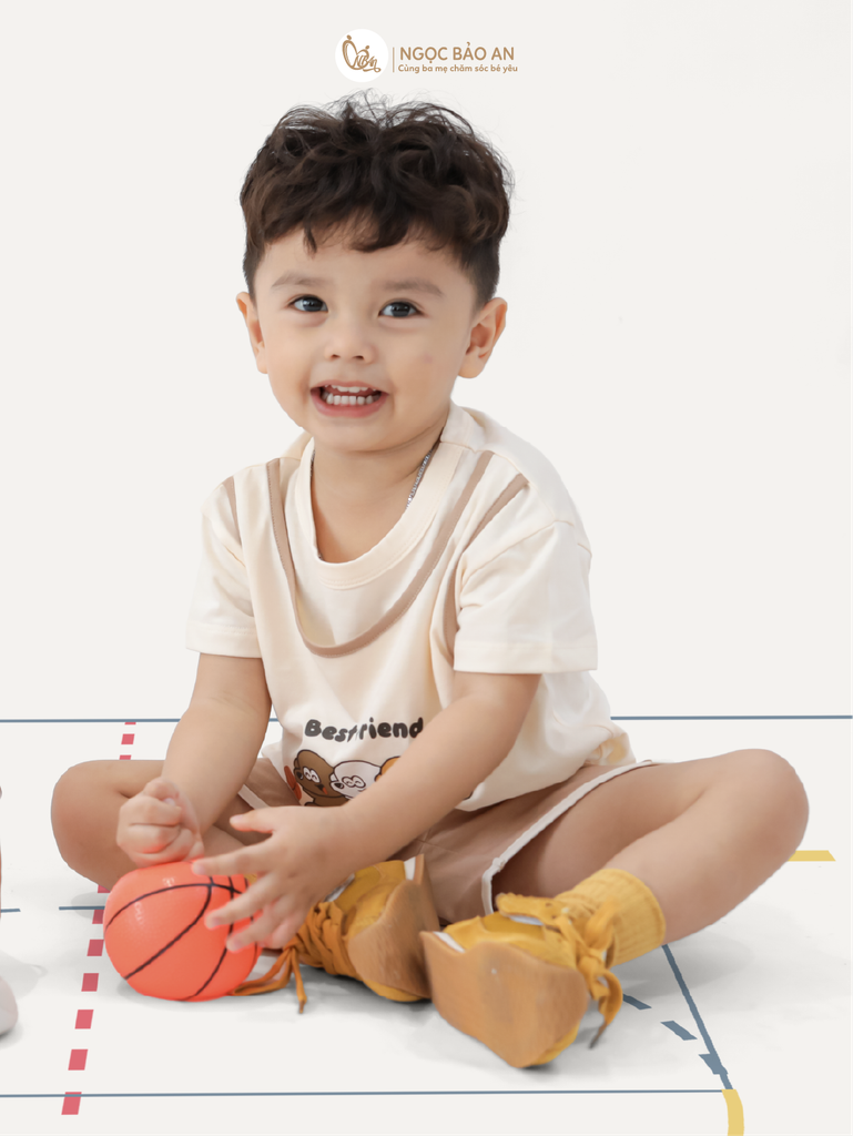 [M&B] BST CÚN: Bộ tay ngắn thể thao cotton M&B (Cún Best Friends 53)