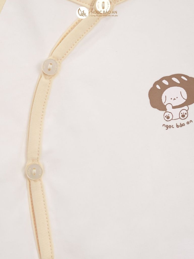 [M&B] Bộ ngắn cài bên tone Vàng cotton M&B cho bé (Combo Sơ Sinh Cotton 2025)